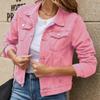 Women's Solid Color Washed Denim Coat Commuting Style Lapel Long Sleeve Cowboy Coats Female Spring Autumn Jackets