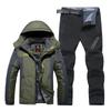 Men's 2023 Winter Hooded Ski Suit with Fleece Lining - Thick, Waterproof & Windproof Pants Set
