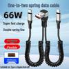 66W Retractable Elbow Splitter Data Cable for Apple, Huawei, Type-C, Fast Car Charging