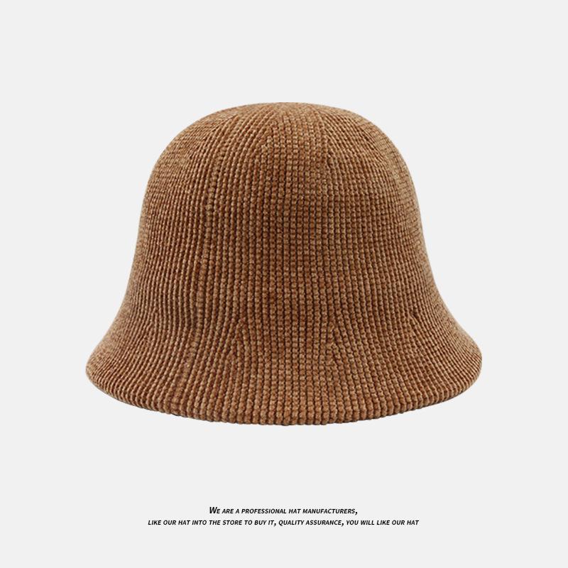 Warm Hat for Women Japanese Style Simple Solid Color Knitted Fisherman Hat Showing Face Small Chenille Casual Ear Protection Basin Hat