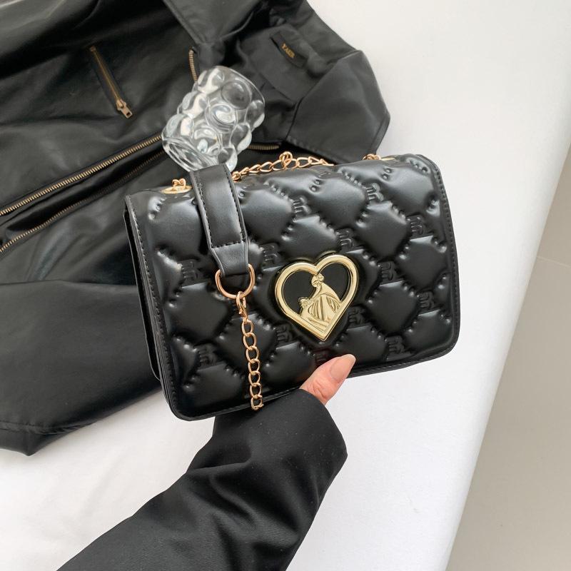 

Сумка-трансформер с ромбовидной текстурой и сплошным цветом Love Hardware Indentation, наплечная сумка через плечо с цепочкой, маленькая квадратная женская сумка чёрный