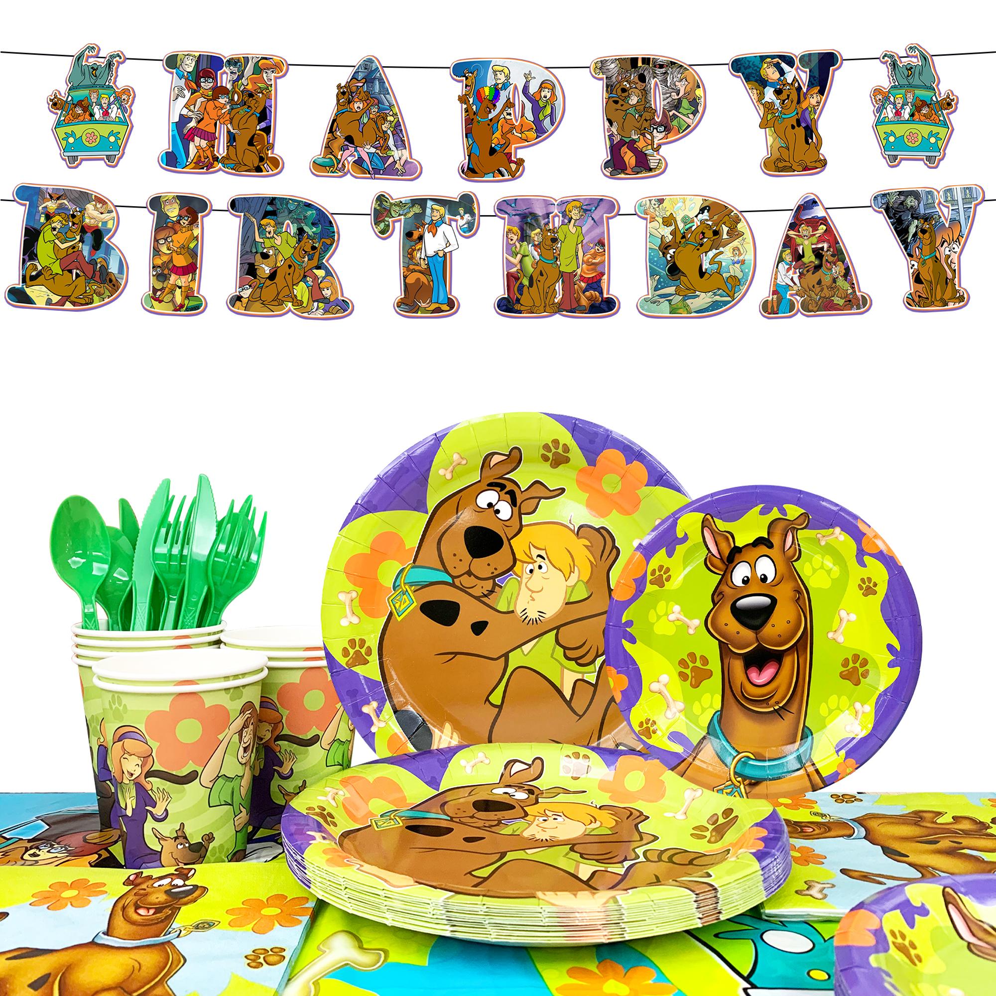 114Pcs Cartoon Birthday Party Decoration Tableware Set, Cartoon Party Supplies Tableware including Cartoon Tablecloth Banner Plates Napkins Cups зелёный/жёлтый