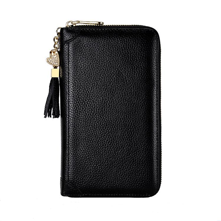 

Женская кожаная визитница с функцией блокировки RFID, застежкой-молнией и несколькими отделениями для кредитных карт, водительских прав и защитой от размагничивания.