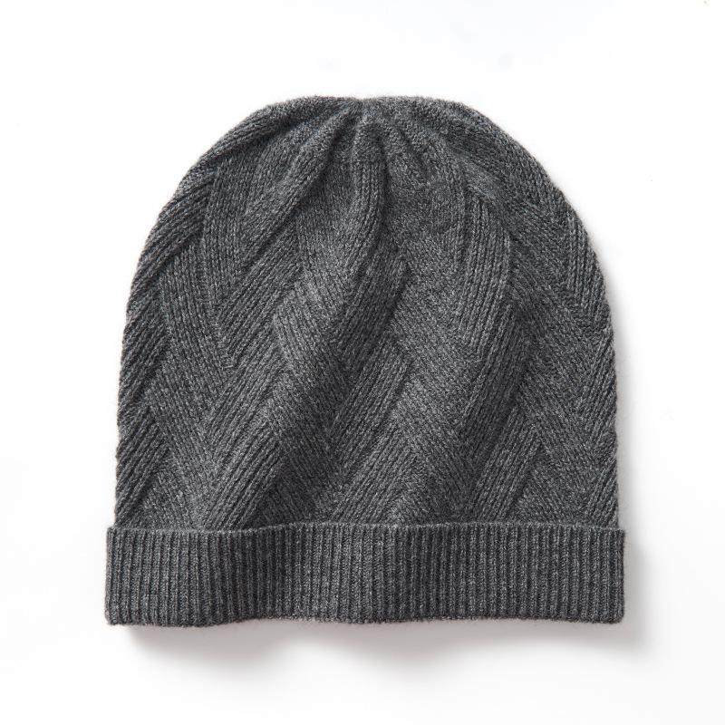 Cashmere Autumn and Winter New Style Women's High End Solid Color Knitted Warm and Fashionable Cross Striped Casual Baotou Hat