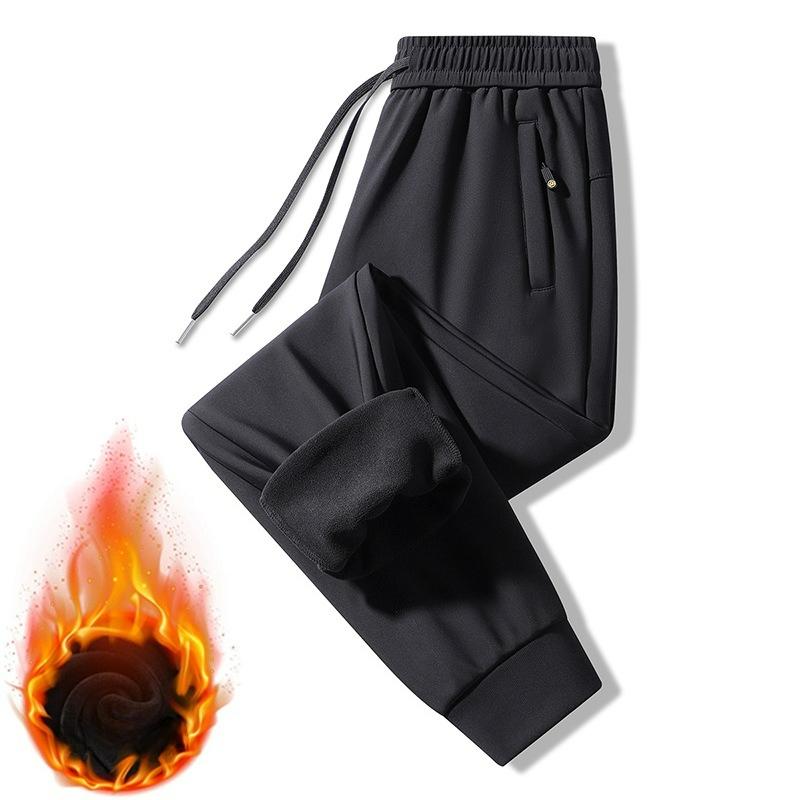 Men's Sports Casual Pants Autumn and Winter Plus Velvet Graphene Warm Drawstring Pants Men's Thickened Straight Trousers Men
