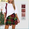 2025 Red Plaid Snowflake Cheerleader Skirt - European American Christmas Pleated Half Skirt
