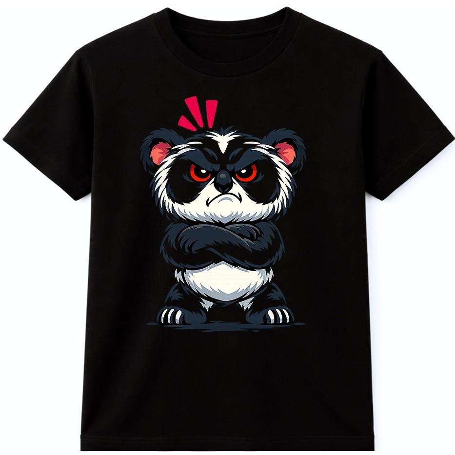 Panda T Shirt Angry Funny Cute Cartoon Bear Animal Streetwear Tee M