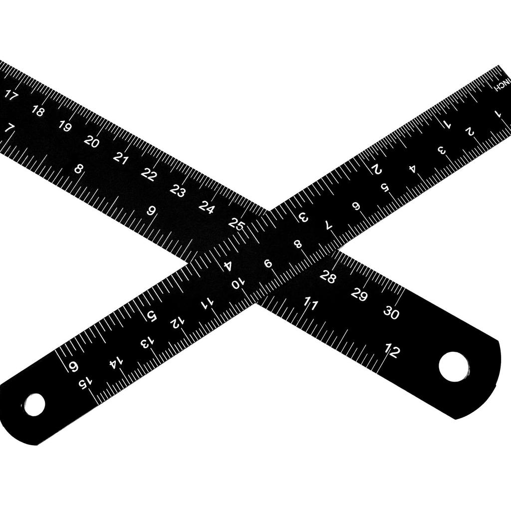 Black Stainless Steel Ruler, 15/30cm Dual Scale, Metric & Imperial, Ideal for Woodworking, Try Square Marking & Drawing.