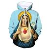 Sacred Heart Couple Hoodie, Men's Autumn Winter Fleece Sweatshirt, Classic Religious Pair Figure Print Pullover for Art Style Photo Shoots