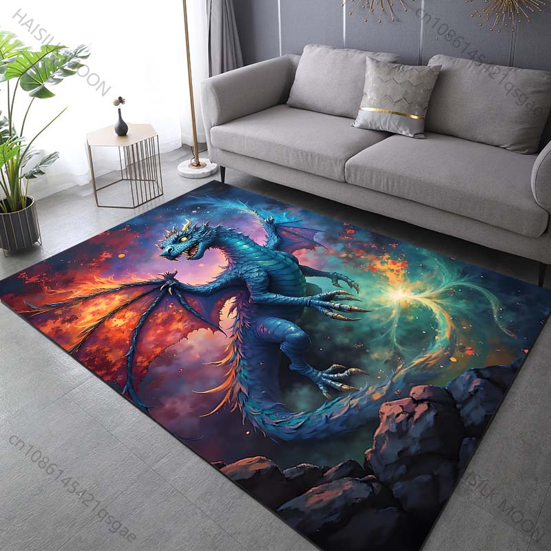 Multiple sizes Blue dragon in the sky Print Carpet Rug for Living Room Bedroom Sofa Doormat Home Decor Non-slip Floor Mat