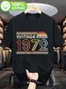 Unisexs Vintage 1972 Graphic TShirt Black Retro Tee with Sunrise Color Stripes Heavyweight Cotton Crewneck Shirt for Streetwear