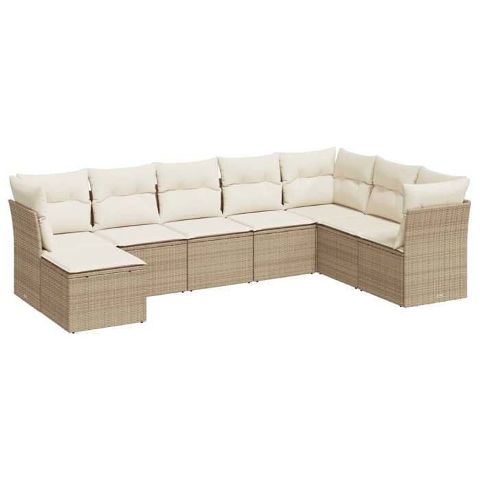 VidaXL Garden Lounge Set with Cushions 8 Pcs Beige Braided Resin 3218048