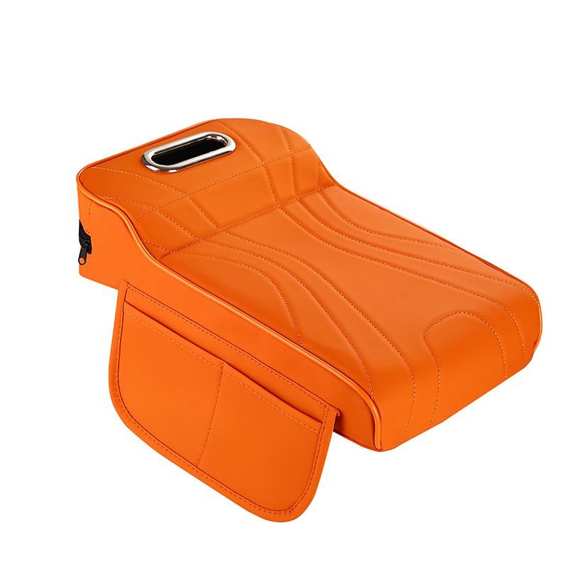 Universal Car Center Console Armrest Pad With Integrated Tissue Box Holder Side Storage Pouch Leather Elbow Support