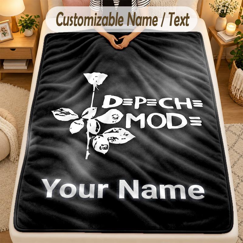 FlaneldeckeDepeche Mode Benutzerdefinierter Name Text Personalisierte Weiche Warme Überwurfdecke Heimdekoration Geschenk