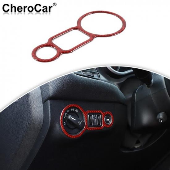 Headlight Switch Trim Sticker for Dodge Challenger 15+ & Charger 10+ Red Carbon