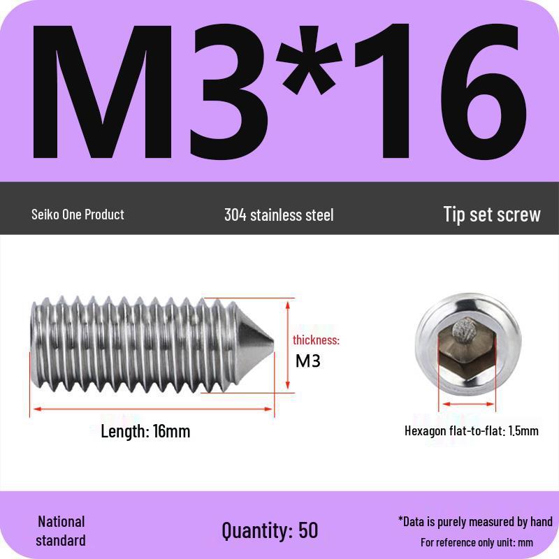 304 Stainless Steel Internal Hex Set Screw | Headless Grub Screw M2-M16
