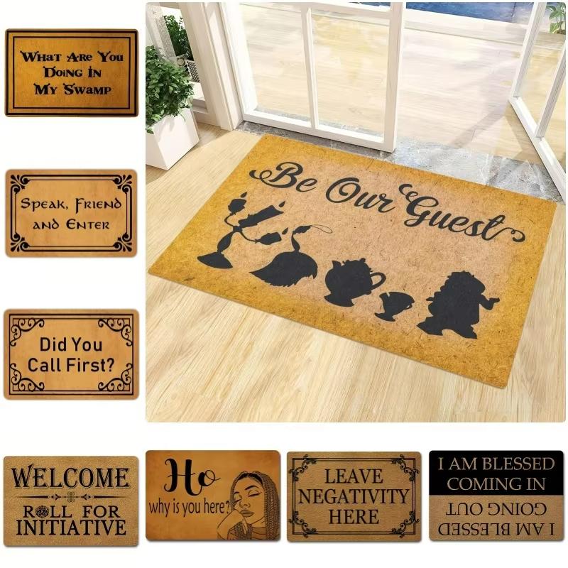 1Pc Welcome Door Rug A Variety of Letter Patterns Non-slip Floormat Bedroom Kitchen Entrance Doormat Machine Washable Carpet