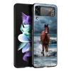 Animal Horse Phone Case For Samsung Galaxy Z Flip 6 5 4 3 Shell For Samsung Z Flip3 Flip4 Flip5 Flip6 Black Hard PC Cover