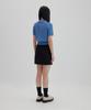 NONBLANK Raglan Half Sleeve Collar Crop Knit_Melange Blue