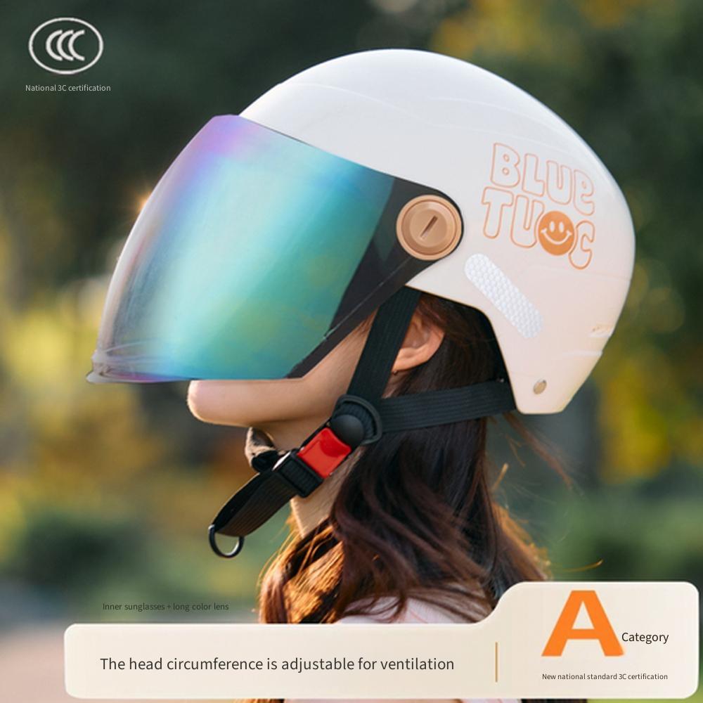 Dual-Visor Half Helmet for Electric Motorcycle Scooter, All-Season Sun Protective Safety Riding Helmet for Men Women