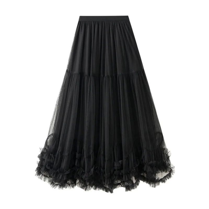 Mesh Half Body A- Line Large Swing Fluffy Skirta Big Hemline Pettiskirt