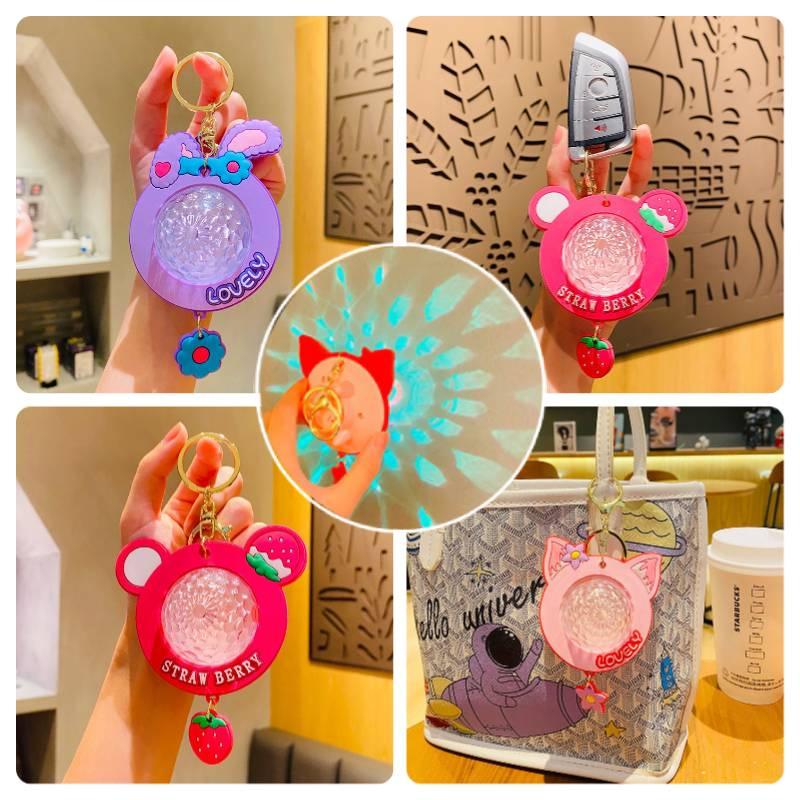 Creative Cartoon Colorful Atmosphere Light Keychain For Couples Wholesale Mini Gifts