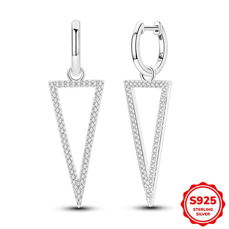 925 Sterling Silver Cubic Zircon Earrings Double  For Women Heart Star Moon Earrings Elegant Birthday Jewelry Gifts