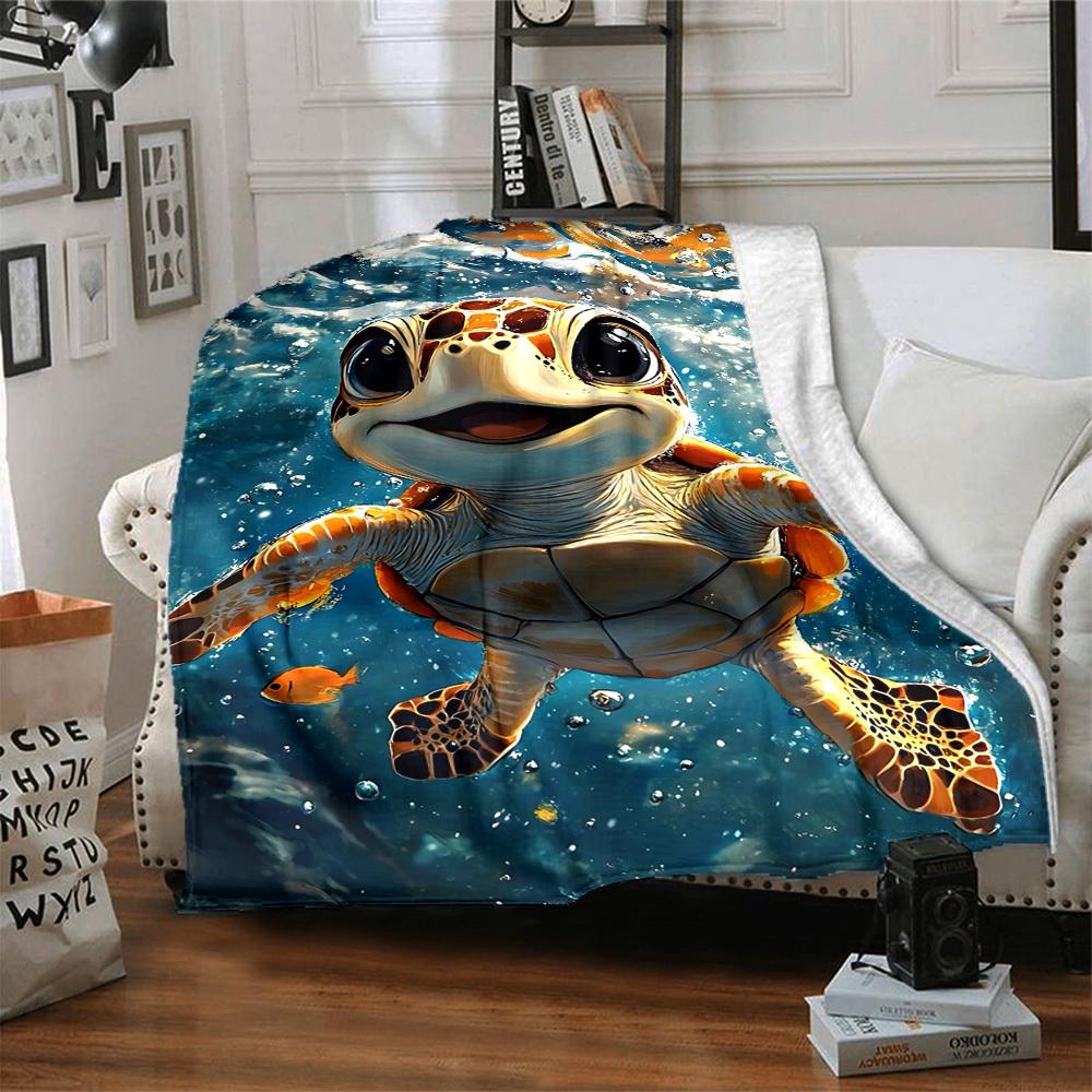 1 Stück Meereschildkröte Muster Druck Decke Leichte Flanell Überwurfdecke für Sofa, Bett, Wohnzimmer, Büro, Reisen im Freien, Camping
