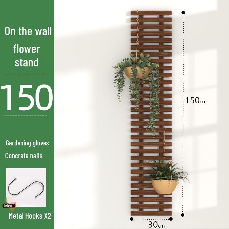 Balcony Solid Wood Hanging Flower Rack - Indoor Wall Decor for Plants