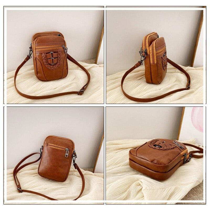 Vintage PU Leather Small Women's Shoulder Bag Soft Crossbody Purse Cell Phone Bag