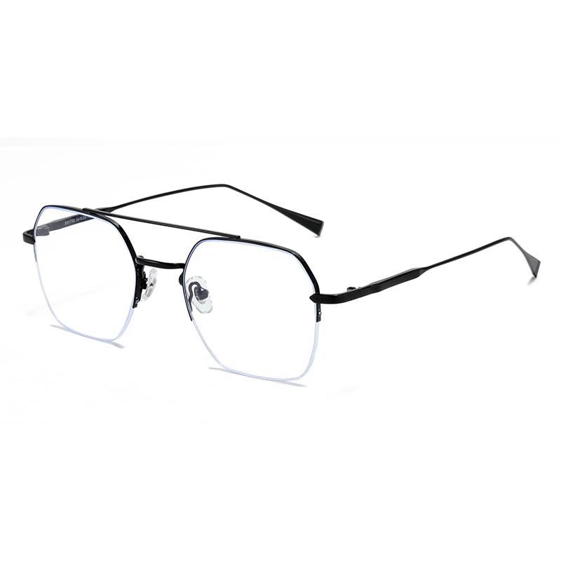 Half Frame Blue Light Blocking Polygon Nearsighted Glasses Women Men Short-Sight Prescription Spectacles 0 -0.5 -0.75 To -6.0