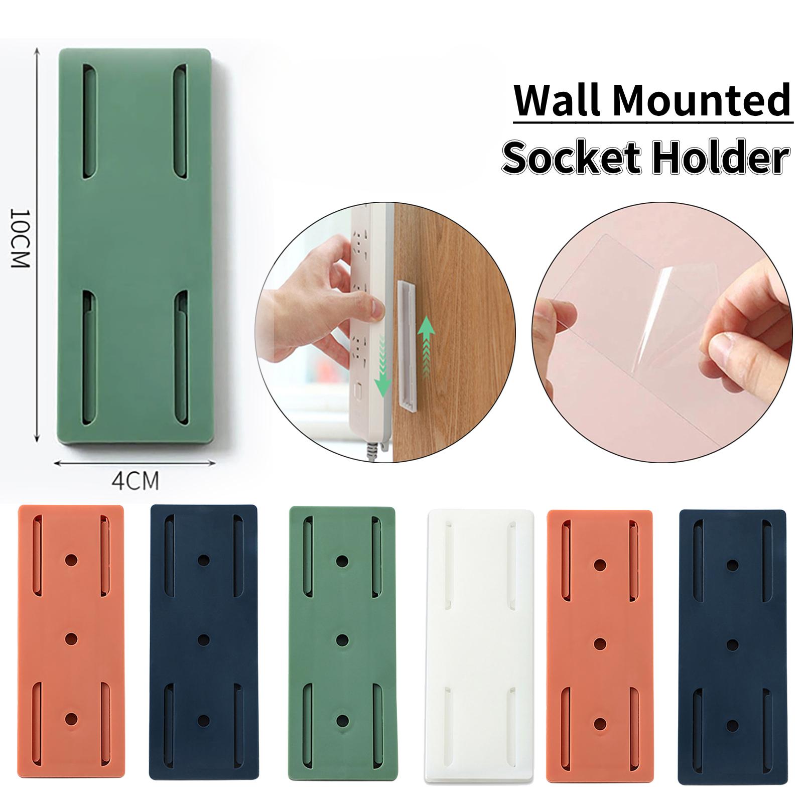 

3pecs Wall Mounted Socket Holder Fixer Patch Self-Adhesive Power Socket Strip Fixator Punch-free Plug Socket Organizer for Home Office