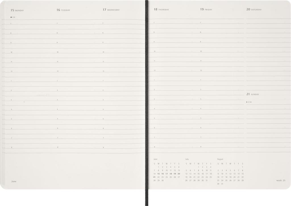 Moleskine 2025 July Spiral Academic Large Size W x 21cm Soft DSSPB12AMWH3Y26 Planner, Start, 12-Month Diary, (13cm H), Cover, Black,