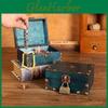 Wooden Desktop Organizer Box With Lock Vintage Jewelry Storage For Home Office Decor