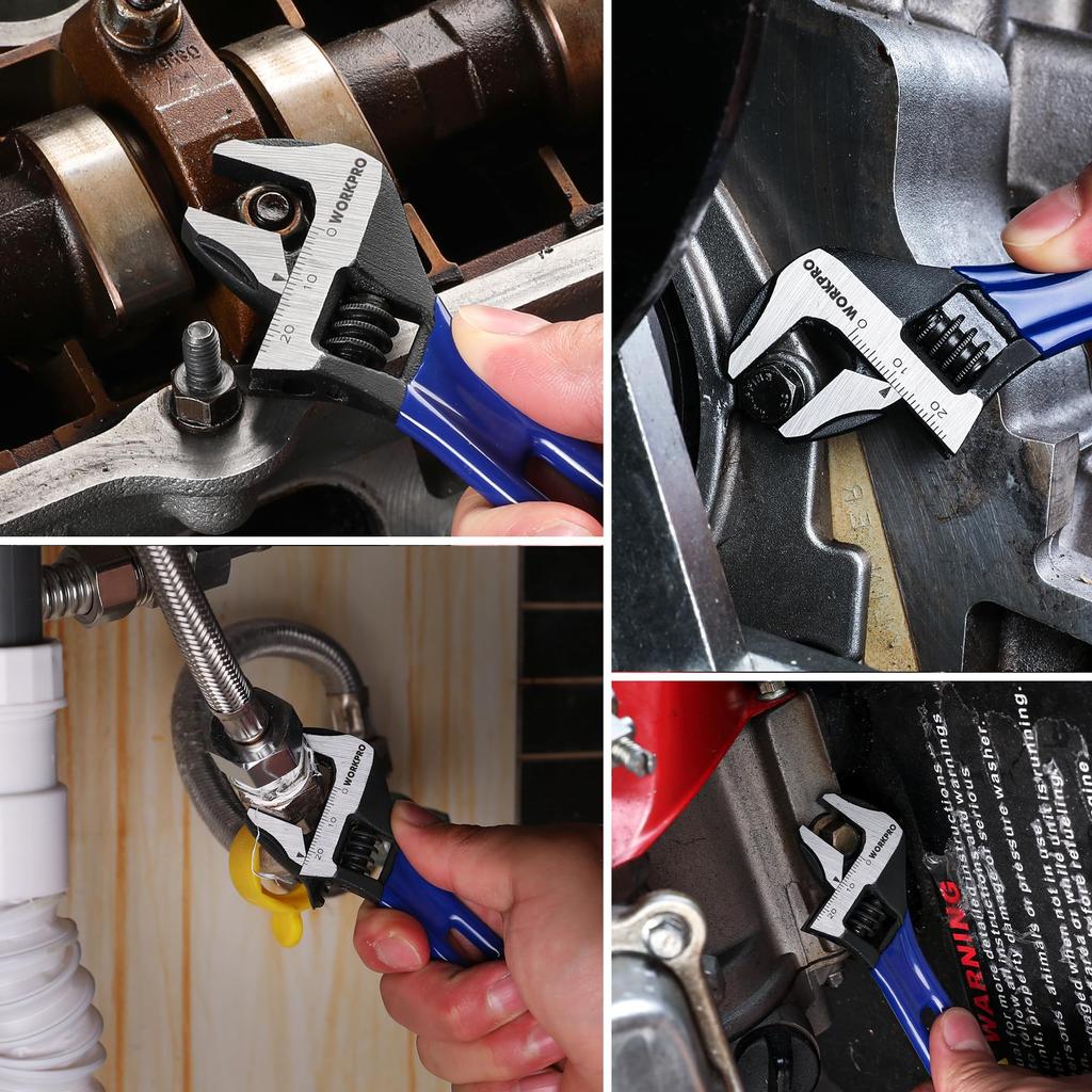 WORKPRO Monkey Wrench Opening with Mini Total Length 118mm Adjustable Seat Adjustable Water Motorcycle Water Supply Air Conditioning Building