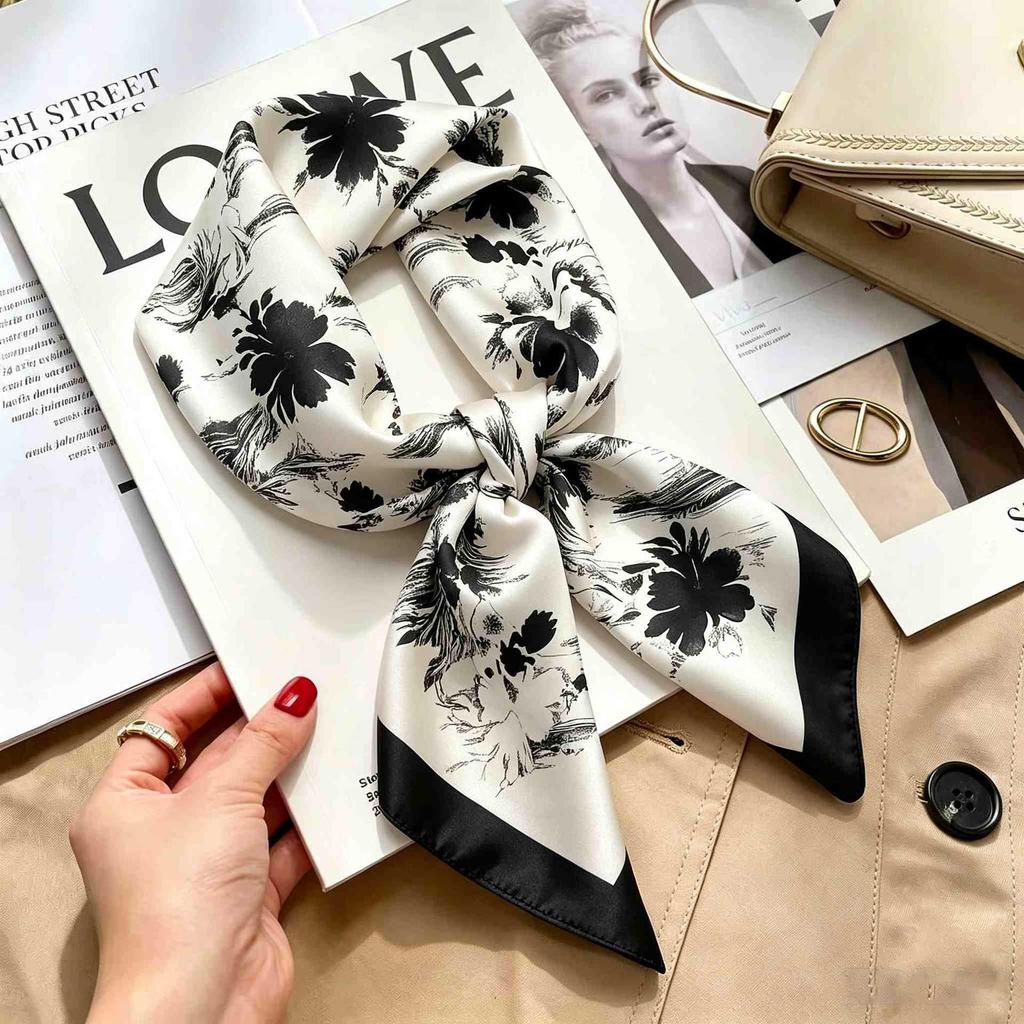 Versatile Faux Silk Small Square Scarf - Elegant Neck Accessory for Spring and Summer