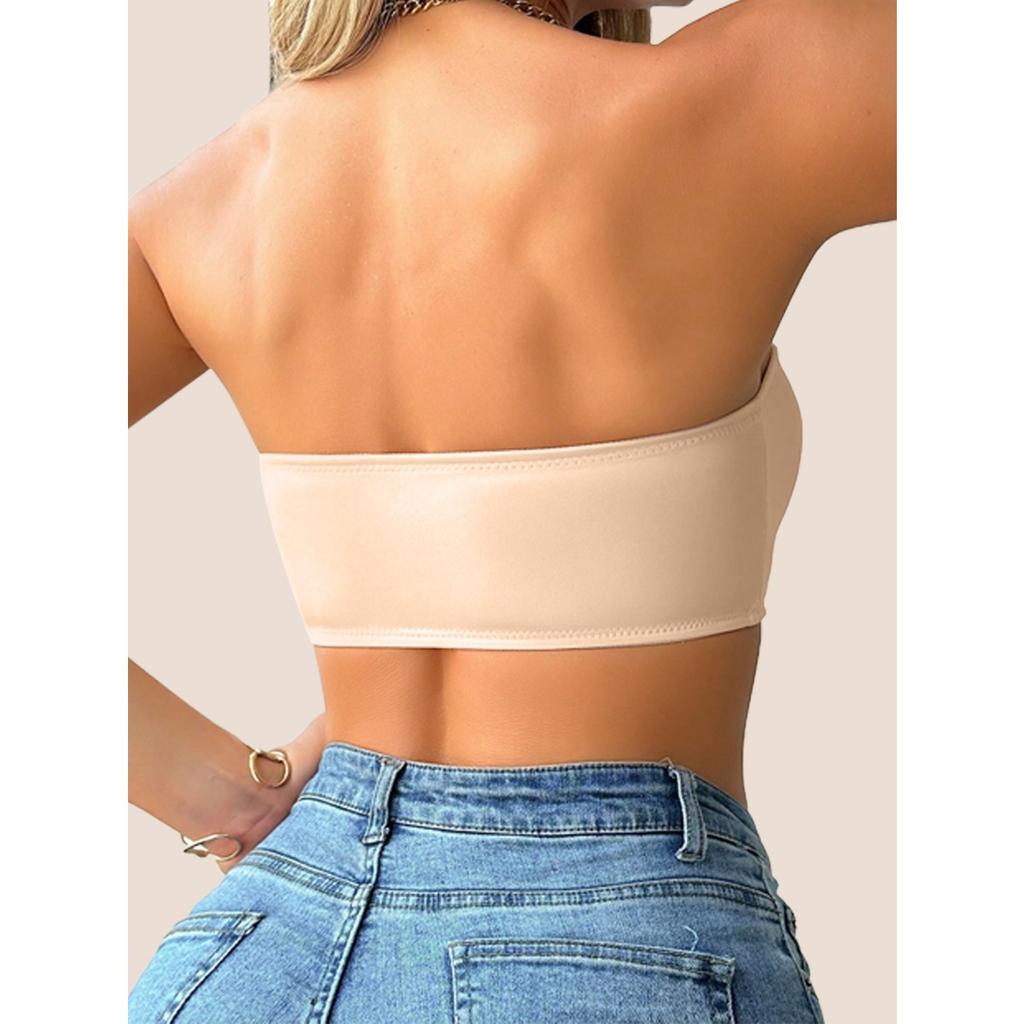 Seamless Strapless Sheath Bra with Removable Pads - Breathable, High Stretch Nylon Blend Women's |Great for Casual Wear and Yoga, Clashing Colors