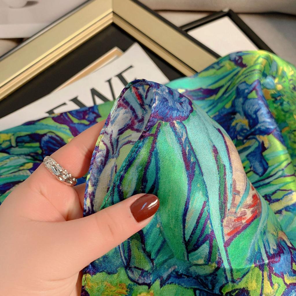 Van Gogh's Tulip Silk Scarf High-end Silk Scarf Women's Versatile Silk Scarf Women's Thin Silk Shawl