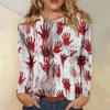 Women's Long-sleeved Loose-necked Halloween Print Casual Top, Suitable for Holiday Parties