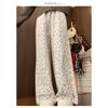 Pink Leopard Print Glutinous Rice Pants for Women Autumn and Winter 2025 New Style Lazy Slim Retro Versatile Casual Pants