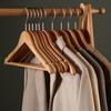 5Pcs Wood Hangers Sturdy Durable Space-Saving Clothes Hanger with Metal Hooks Closet Organizer Home Supply
