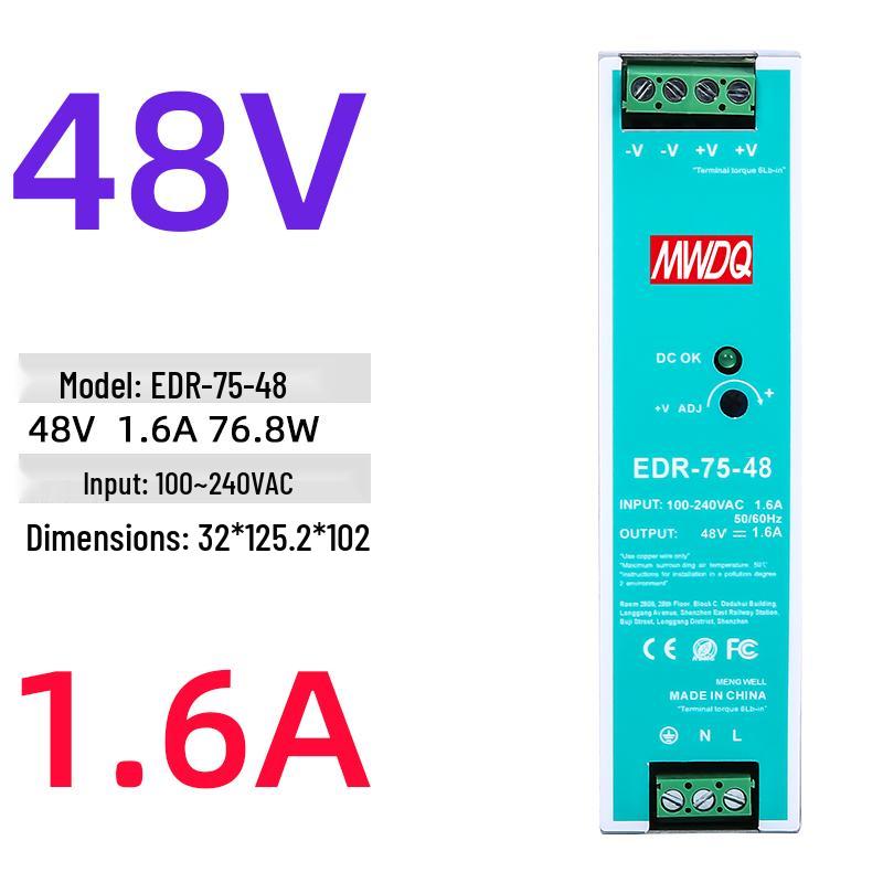 EDR-120-24 DIN Rail Power Supply 12/48V DC, 75/150/240/480W NDR Options