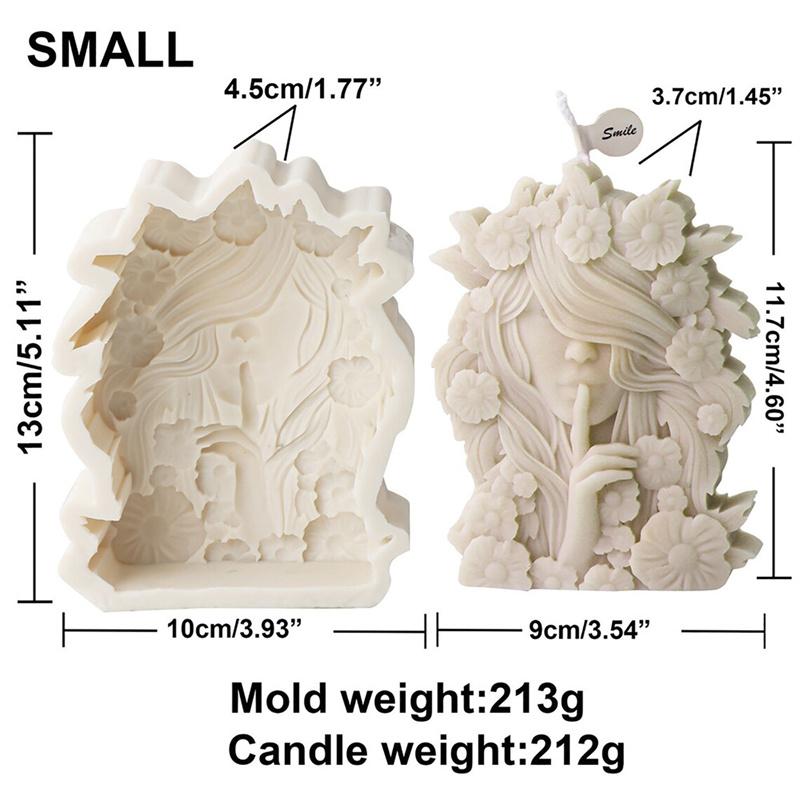 

3D Силиконовая форма для статуи богини с цветком Элегантная форма богини с цветком с завязанными глазами DIY смола бетон гипс поделки уникальный дизайн