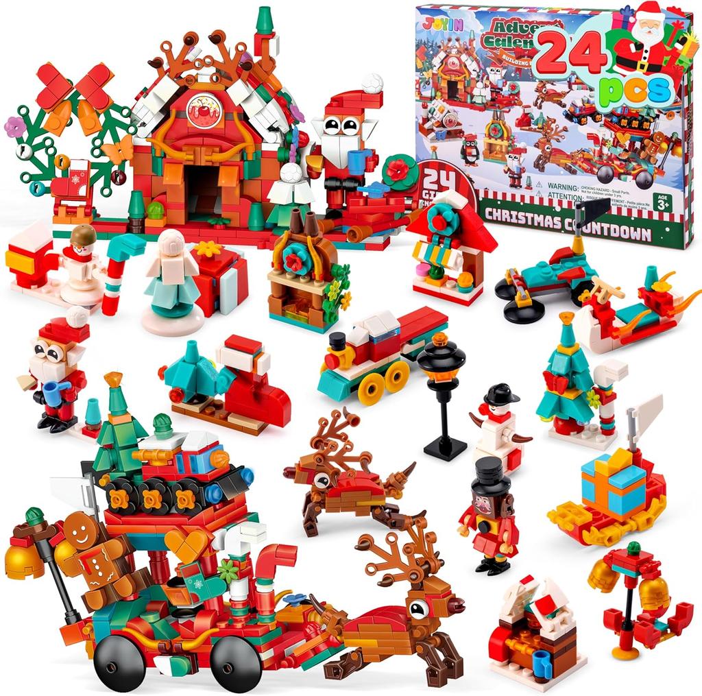 Christmas Advent Calendar Building Blocks Days Theme Countdown Toy Set Boys Girls Xmas Party Favor JOYFY 24 for STEM DIY Model Kit 3D Interlocking