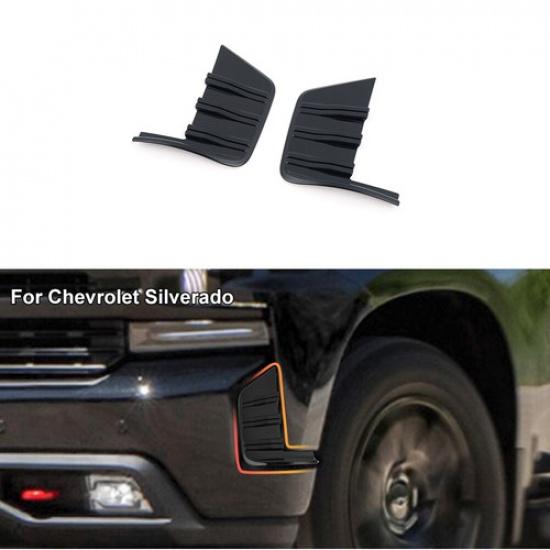 Front Bumper Fog Light Cover Trim Bezels For Chevy Silverado 1500 -22 Black