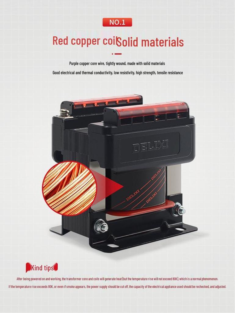 DELIXI BK-50VA Control Transformer: Input 380V/220V, Output 36V/24V/12V/6V for Machine Tools