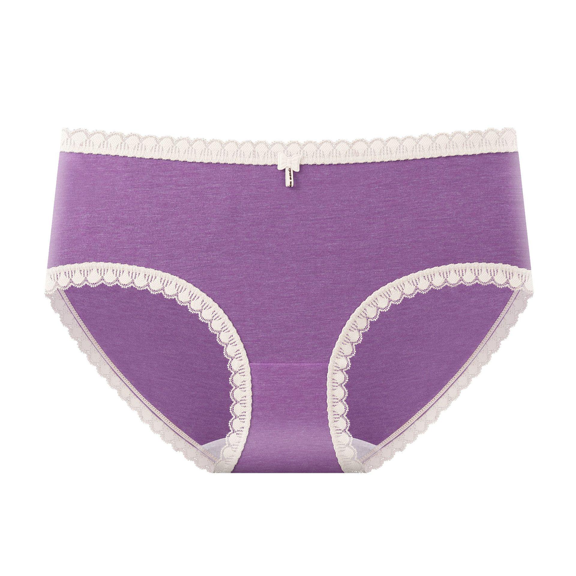 

Women s Mid-Waist Breathable Lace-Trim Cotton Antibacterial No-Pinch Triangle Panties for Teens XL темно-фиолетового