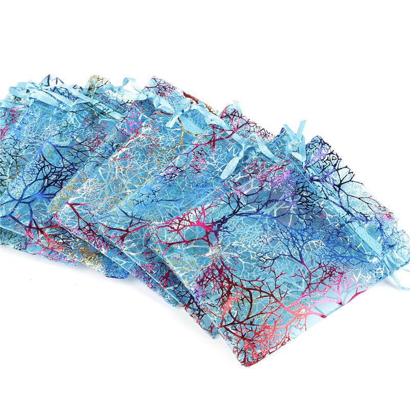 100Pcs  4 Colors Mixed Colorful Drawstring Organza Bags Jewelry Packaging Display Bags Wedding Party Gift Bags Jewelry Pouches