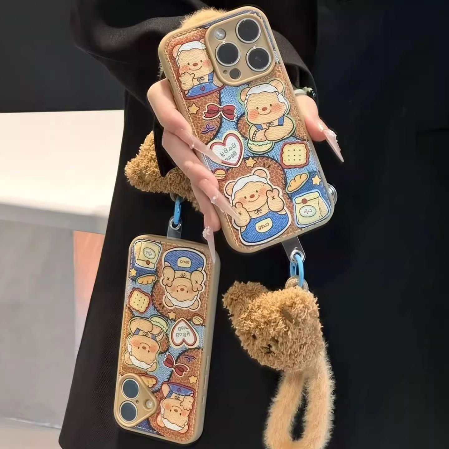 Cookie Butter Bear for Apple 17promax Cartoon Cute for IPhone16pro Lens All-inclusive 15 New Models For Apple 17PROMAX