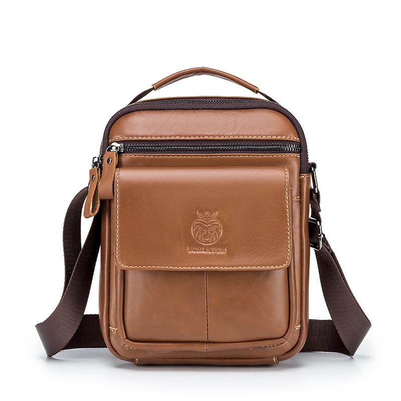 Shilaidun Men's Genuine Cowhide Leather Crossbody Shoulder Bag - 2025 Style